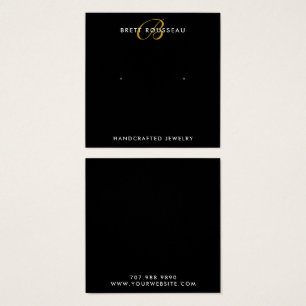 Chic Guld Monogram Black Earring Visning Card Fyrkantigt Visitkort