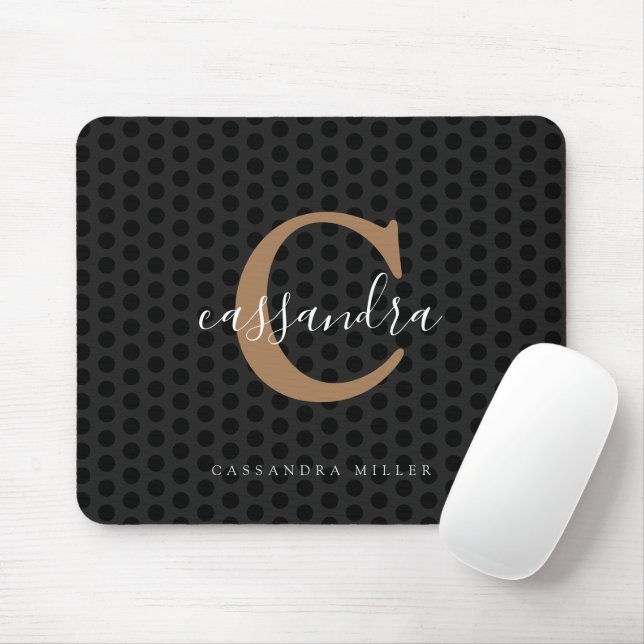 Chic Guld Monogram Black Polka dots Musmatta (Med mus)