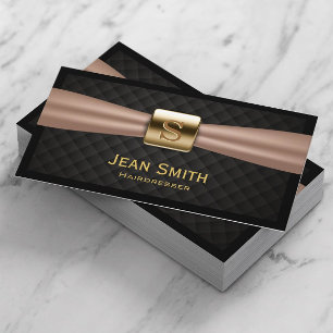 Chic Guld Monogram Diamond Quilted Hairdresser Visitkort