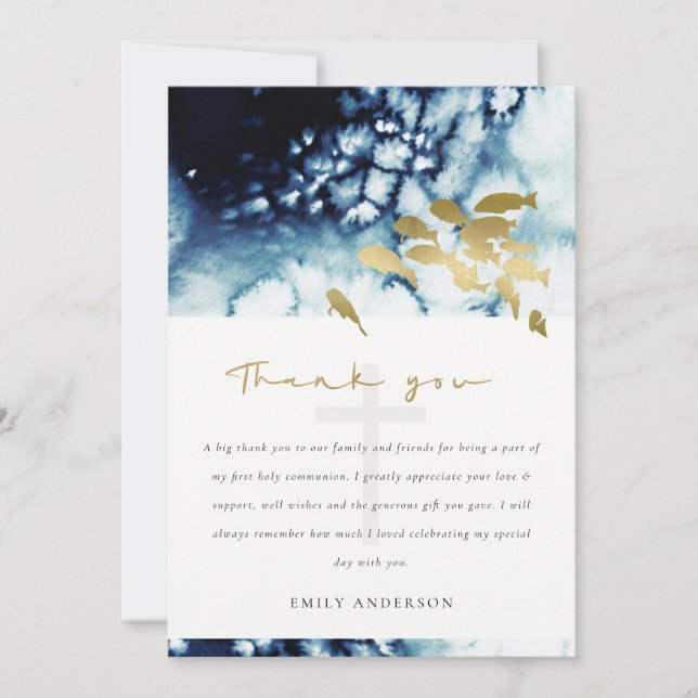 CHIC GULD NAVY UNDERVATTEN FISK HELIGA GEMENSAMT Ä TACK KORT (Framsida)