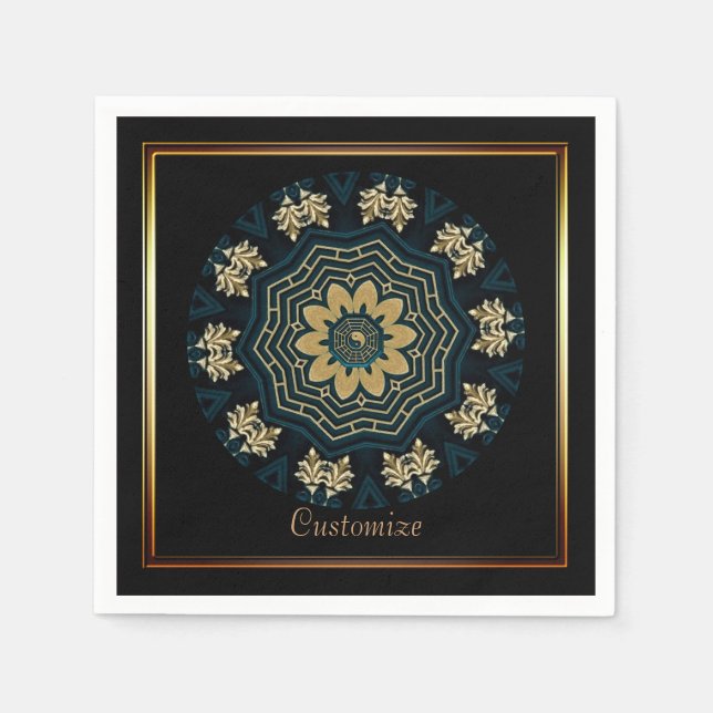 Chic Guld och Grönt, Stil i Asien Pappersservett (Framsidan)