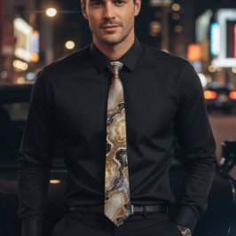 Chic guld och marmor gnistra bröllop slips