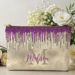 Chic guld och shock rosa droppar, monogram