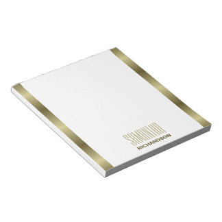 Chic Guld och Vit modern geometrisk Anteckningsblo Anteckningsblock