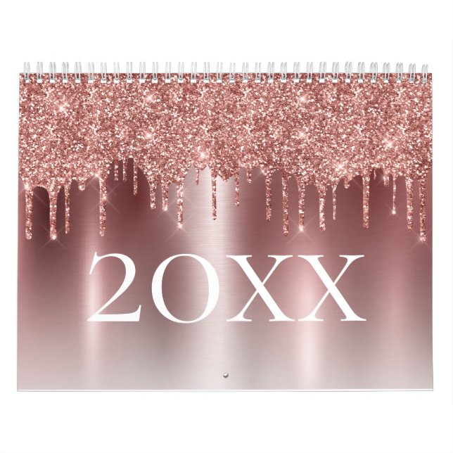 Chic Guld Ombre  Rosa Monogram Kalender (Omslag)