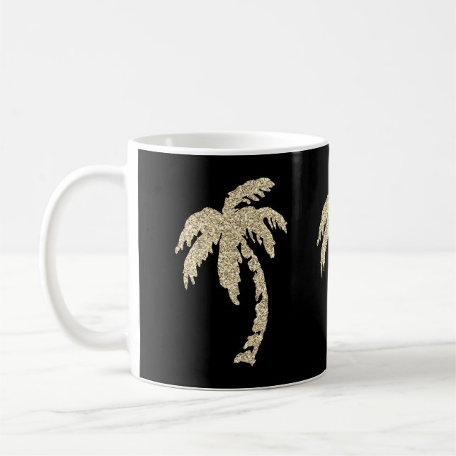 Chic guld- palmträdsvart/mugg för vitkaffeTea Kaffemugg (Vänster)