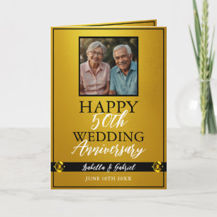 Chic Guld Parents Foto 50-årsjubileum Kort
