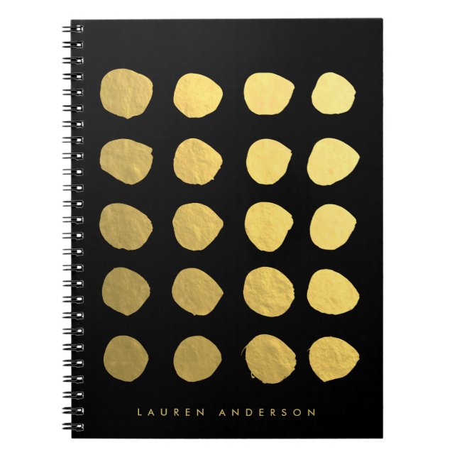 Chic guld- penseldrag pricker anteckningsbok med spiral (Framsidan)