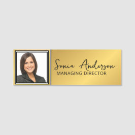 Chic Guld & Photo Corporate Professionell Employee Namnbricka