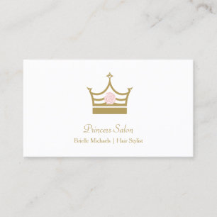 Chic Guld Princess Krona Rosa ros Hair Stylist Visitkort