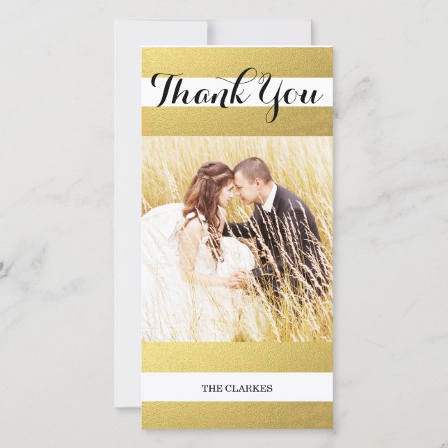 CHIC GULD PRINT | BRÖLLOP TACK PHOTO KORT (Framsida)