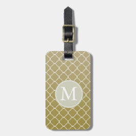 Chic Guld Quatrefoil Monogram Bagagebricka