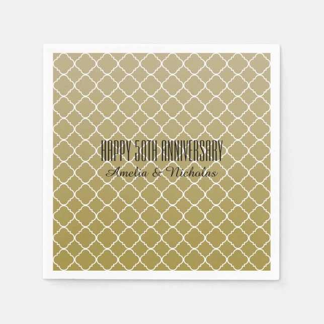 Chic Guld Quatrefoil Pappersservett (Framsidan)