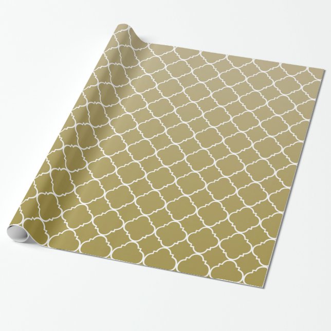 Chic Guld Quatrefoil Presentpapper (Utrullad)