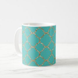 Chic Guld Quatrefolie Teal White Coffe Mugg