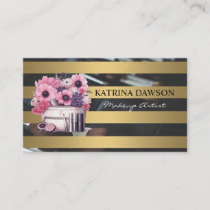 Chic Guld Rand Makeup Kit och Flowers Visitkort