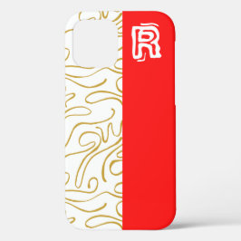 Chic Guld Red Monogram Fodral-Mate iphone case