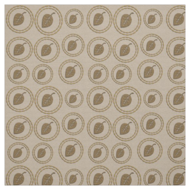 Chic Guld Ringar Löv Mönster Linen Fabric Tyg (Provkarta)