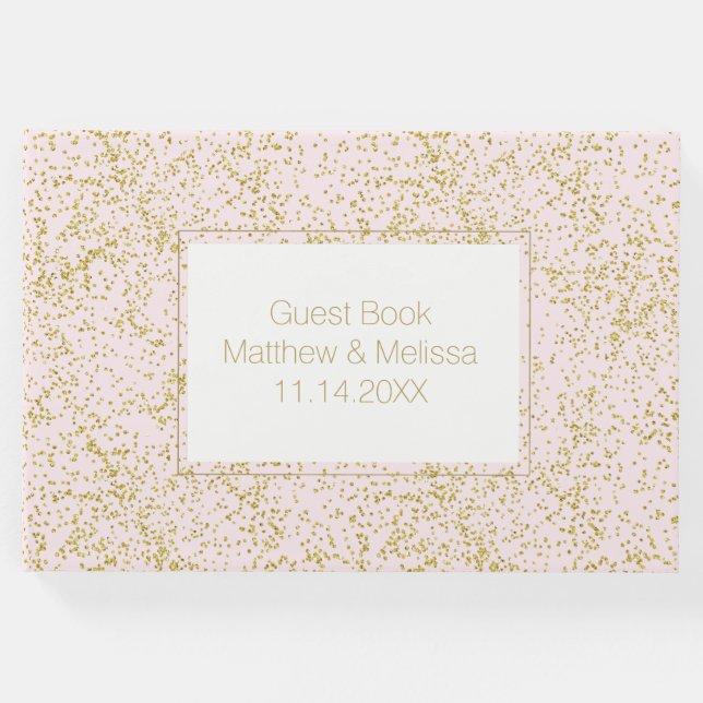 Chic Guld Rosa  Confetti Gnistra Bröllop Gästböcker (Framsida)
