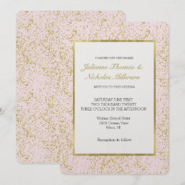 Chic Guld Rosa Confetti Gnistra Bröllop Inbjudningar