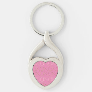 Chic Guld Rosa Girly Glam XOXO Twisted Heart Silverfärgad Nyckelring