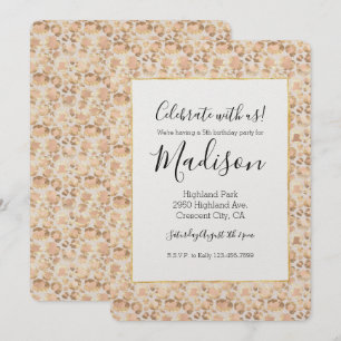 Chic Guld Rosa Leopard Skriv ut födelsedag Inbjudningar
