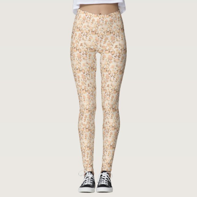 Chic Guld  Rosa Leopard Skriv ut Leggings (Framsida)