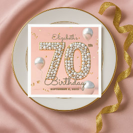 Chic Guld  Rosa Parly 70 Birthday Pappersservett