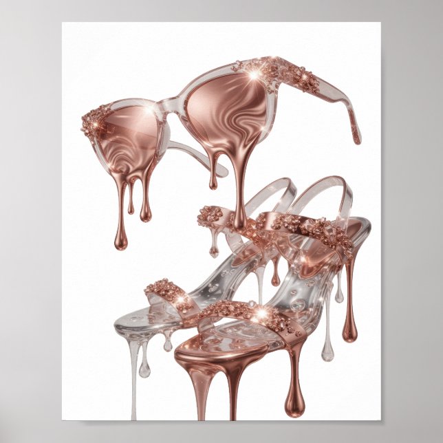 Chic Guld ROSE GOLD GLAMOUR Design Poster (Framsidan)