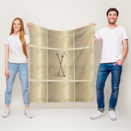 Chic Guld: Se på katt som tillval, monogram blanke Fleecefilt