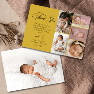 Chic Guld Sex Foto Baby Shower Tack Kort