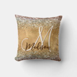 Chic Guld Silver, marodescent glitter monogram Kudde