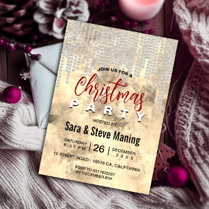 Chic guld silver rhinestone droppar jul inbjudningar