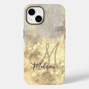 Chic guld silver rhinestone droppar monogram Fodra