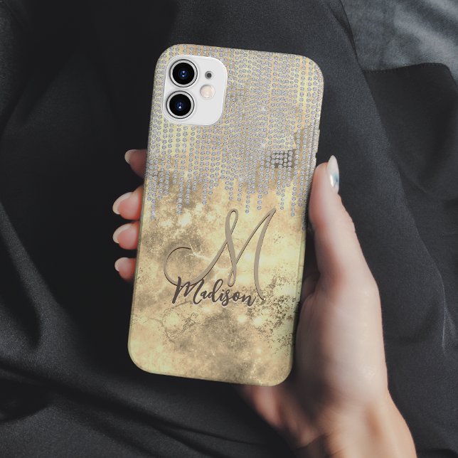 Chic guld silver strass droppar monogram fodral-Ma (Skapare uppladdad)