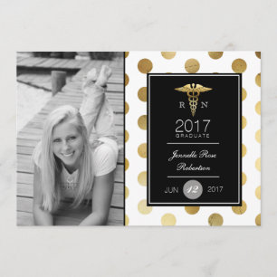Chic Guld Sjuksköterskans Studentfest Meddelande Inbjudningar