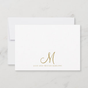 Chic Guld Skript Initial Par Monogram Anteckningskort