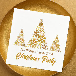 Chic Guld Snöflingor julen Party Personlig Pappersservett