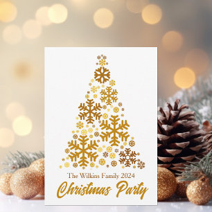 Chic Guld Snöflingor Julgran Party Inbjudningar
