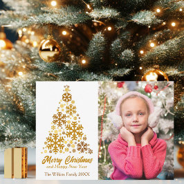 Chic Guld Snowflake God jul Gott nytt år Julkort