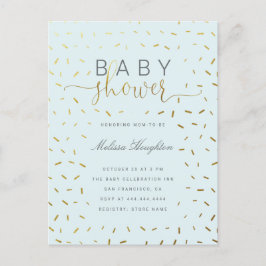 Chic Guld Sprinkle Confetti Script Baby Shower Inbjudan Vykort