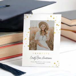Chic Guld Stars Wht Photo Studenten meddelande Inbjudningar