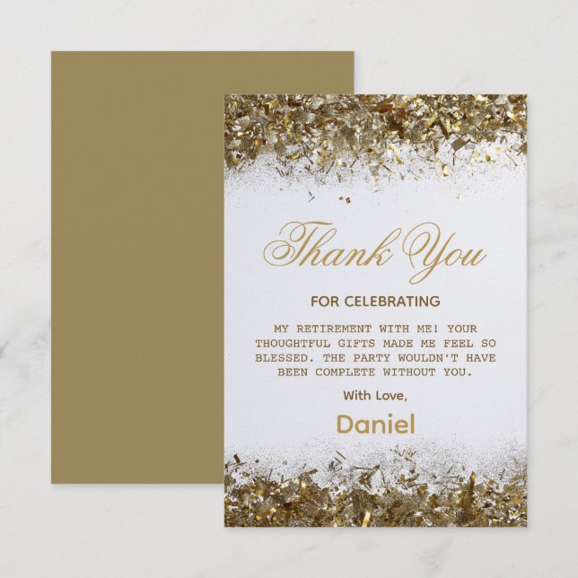 Chic Guld Surprise Pension Party 2025 Tack Kort (Fram/baksida)