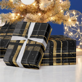 Chic guld svart lyx onyx rutigt mönster presentpapper