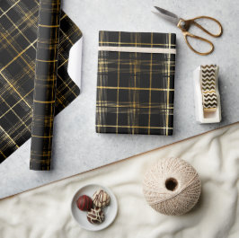 Chic guld svart lyx onyx rutigt mönster presentpapper