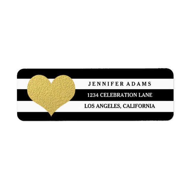 Chic Guld | Svarta Rand-Returetiketter Returadress Etikett (Framsidan)