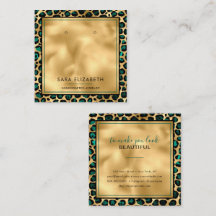 Chic Guld Teal Leopard Skriv ut Visning Card