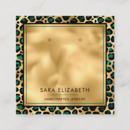 Chic Guld Teal Leopard Skriv ut Visning Card Fyrkantigt Visitkort