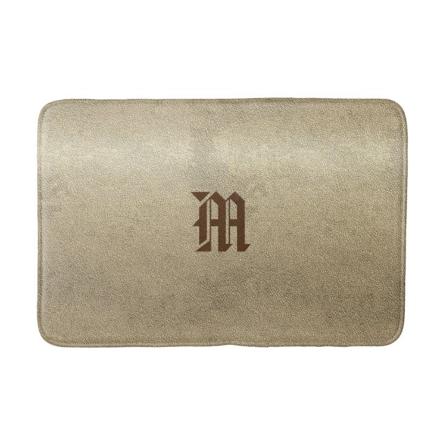 Chic Guld Titta Anpassningsbar Monogram Badrumsmatta (Framsidan)