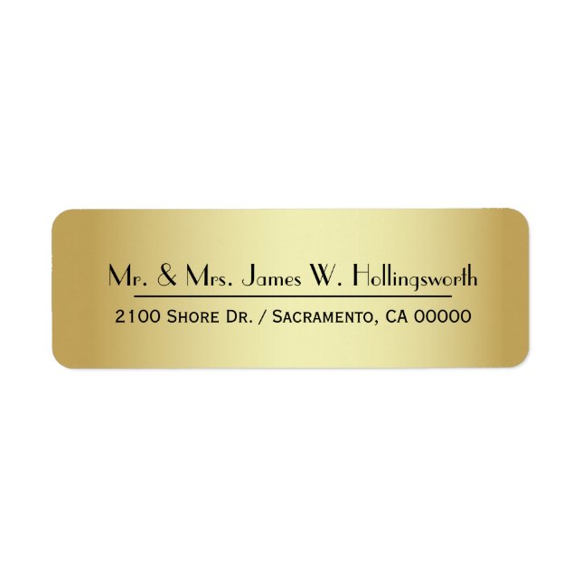 Chic Guld Tone Anpassningsbar Returadress Returadress Etikett (Framsidan)